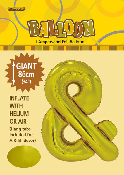 Giant Gold 86cm Helium Balloon Letters & Numbers